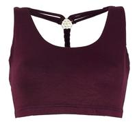 GURU SHOP Goa Psytrance Bikini Top, Boho Top, Pixi Yoga Top - Plum, Damen, Baumwolle, Size:S
