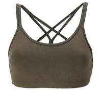 GURU SHOP Goa Psytrance Bikini Top, Boho Top, Yoga Bra, Yogatop - Olivgrün, Damen, Synthetisch, Size:M/L