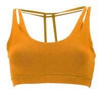 GURU SHOP Goa Psytrance Bikini Top, Goa Top, Pixi Yoga Bra - Kurkuma, Damen, Baumwolle, Size:S/M