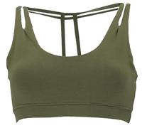 GURU SHOP Goa Psytrance Bikini Top, Goa Top, Pixi Yoga Bra - Olivgrün, Damen, Baumwolle, Size:S/M