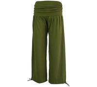 GURU SHOP Goa Psytrance Hose, Sommerhose, Yogahose, Pluderhose - Olivgrün, Damen, Size:M