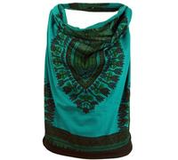 GURU SHOP Goa Top, Dashiki Psytrance Neckholder, Damen, Baumwolle, Petrol, M/L (38/40)
