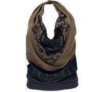 GURU SHOP Goa Top, Dashiki Psytrance Neckholder Top - Olive, Damen, Baumwolle, Size:M/L (38/40)