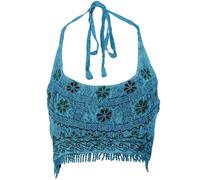 GURU SHOP Goa Top, Psytrance Bandeau Top - Blau, Damen, Synthetisch