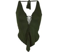 GURU SHOP Goa Top, Psytrance, Bandeau Top, Neckholder Top - Grün, Damen, Synthetisch