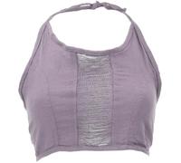 GURU SHOP Goa Top, Psytrance Neckholder Bandeau Top - Flieder, Damen, Baumwolle