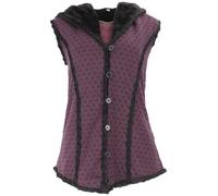 GURU SHOP Goa Weste mit Weiter, Flauschiger Kapuze `Flower of Life` - Violett, Damen, Baumwolle, Size:XL