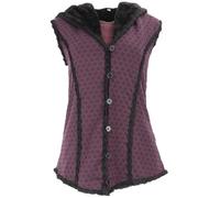 GURU SHOP Goa Weste mit Weiter, Flauschiger Kapuze `Flower of Life` - Violett, Damen, Size:L