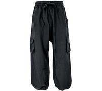 GURU SHOP Goahose, Herren Yoga Hose, Bequeme Freizeithose - Schwarz, Size:S/M