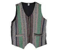 GURU SHOP Goaweste, Psytrance Patchwork Herren Weste - Grün, Size:M