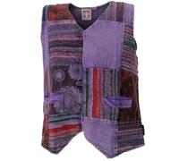 GURU SHOP Goaweste, Psytrance Patchwork Herren Weste - Lila, Baumwolle, Size:XL