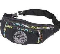 GURU SHOP Große Bestickte Stoff Gürteltasche, Crossbody Bag, Hüfttasche, Schultertasche - Schwarz, Herren/Damen, Baumwolle, Size:One Size, 15x35x5 cm, Festival- Bauchtasche Hippie