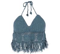 GURU SHOP Häkeltop, Bikinitop, Strandtop, Hippie Bra Flower Power - Petrol, Damen, Baumwolle