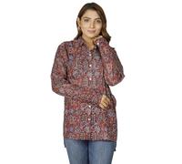 GURU SHOP Handbedrucktes Boho Langarmhemd, Luftiges Unisex Hemd - Rostrot, Damen, Size:L