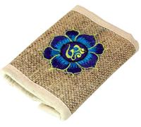 GURU SHOP Hanf Portemonnaie mit Stickerei, Unisex - Erwachsene, Beige, Size:Lotus Blau