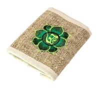 GURU SHOP Hanf Portemonnaie mit Stickerei, Unisex - Erwachsene, Beige, Size:Lotus Grün