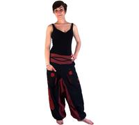 GURU SHOP Haremshose, Pluderhose, Pumphose, Aladinhose Spirale - Schwarz/rot, Damen, Baumwolle, Size:M