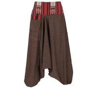 GURU SHOP Haremshose, Thai Pluderhose, Goahose mit Webbund - Braun, Damen