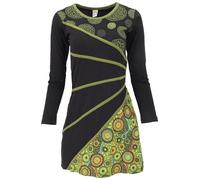 GURU SHOP Hippie Minikleid Boho Chic, Tunika - Schwarz/grün, Damen, Size:L
