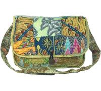 GURU SHOP Hippie Tasche, Patchwork, Schultertasche aus 100% Baumwolle, grün