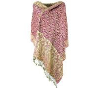 GURU SHOP Indischer Pashmina Schal, Schultertuch, Stola mit Paisley Muster - Pink, Herren/Damen