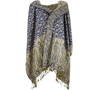 GURU SHOP Indischer Pashmina Schal, Stola mit Paisley Muster, Viskose | Seidig weicher Viskoseschal, vielseitig tragbar, beidseitig nutzbar, unisex, perfektes Boho Outfit.