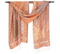 GURU SHOP Indischer Schal, Stola mit Paisley Muster, Schultertuch | Wunderbar weicher Schal aus 100 % Viskose, vielseitig kombinierbar, seidig leicht, beidseitig tragbar, elegantes Design.