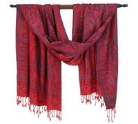 GURU SHOP Indischer Schal, Stola mit Paisley Muster, Schultertuch | Wunderbar weicher Schal aus 100 % Viskose, vielseitig kombinierbar, seidig leicht, beidseitig tragbar, elegantes Design.