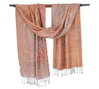 GURU SHOP Indischer Schal, Stola mit Paisley Muster, Schultertuch | Wunderbar weicher Schal aus 100 % Viskose, vielseitig kombinierbar, seidig leicht, beidseitig tragbar, elegantes Design.