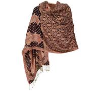 GURU SHOP Indischer Schal, Stola mit Paisley Muster, Schultertuch | Wunderbar weicher Schal aus 100 % Viskose, vielseitig kombinierbar, seidig leicht, beidseitig tragbar, elegantes Design.