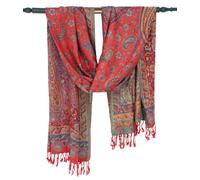 GURU SHOP Indischer Schal, Stola mit Paisley Muster, Schultertuch | Wunderbar weicher Schal aus 100 % Viskose, vielseitig kombinierbar, seidig leicht, beidseitig tragbar, elegantes Design.
