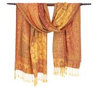 GURU SHOP Indischer Schal, Stola mit Paisley Muster, Schultertuch | Wunderbar weicher Schal aus 100 % Viskose, vielseitig kombinierbar, seidig leicht, beidseitig tragbar, elegantes Design.
