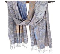 GURU SHOP Indischer Schal, Stola mit Paisley Muster, Schultertuch | Wunderbar weicher Schal aus 100 % Viskose, vielseitig kombinierbar, seidig leicht, beidseitig tragbar, elegantes Design.