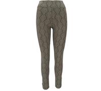 GURU SHOP Jacquard Yoga-Hose, Yoga Leggings Bio-Baumwolle - Olive/schwarz, Damen, Size:M