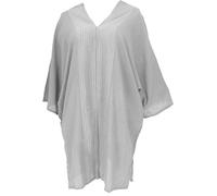 GURU SHOP Japan Style Tunika, Boho Kaftan, Kurzarm Strandtunika Für Starke Frauen - Hellgrau, Damen