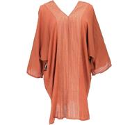 GURU SHOP Japan Style Tunika, Boho Kaftan, Kurzarm Strandtunika Für Starke Frauen - Rostorange, Damen