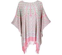 GURU SHOP Kaftan, Ibiza-Style Tunika, Boho Bluse, Damen Maxibluse, Strandtunika - Rosa