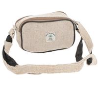 GURU SHOP Kleine Hanf Schultertasche, natürliche Nepal Tasche, Unisex | Verstellbarer Tragegurt, zwei Reißverschlussfächer, handgewebter Stoff, modernes Design, Unikat.