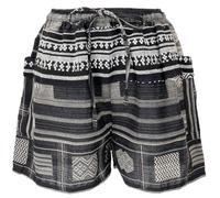 GURU SHOP Kurze Boho Hose, Ethnostyle Shorts - Schwarz, Damen, Baumwolle