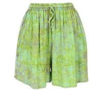 GURU SHOP Kurze Boho Hose, Ethnostyle Shorts, Strandshorts - Hellgrün, Damen
