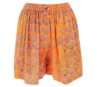 GURU SHOP Kurze Boho Hose, Ethnostyle Shorts, Strandshorts - Orange, Damen