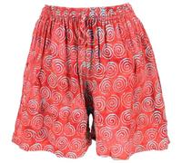 GURU SHOP Kurze Boho Hose, Ethnostyle Shorts, Strandshorts - Rot, Damen, Synthetisch