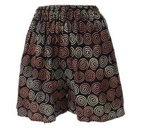 GURU SHOP Kurze Boho Hose, Ethnostyle Shorts, Strandshorts - Schwarz, Damen, Synthetisch