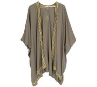 GURU SHOP Kurzer Bestickter Sommer Kimono, Kaftan, Strandkleid - Olive, Damen