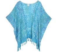 GURU SHOP Kurzer farbenfroher Sommer Kimono, Kaftan, Strandjacke, luftig | 100% Viskose, weit geschnitten, bequem, ideal für Strand und Freizeit, vielseitig kombinierbar.