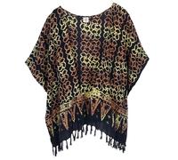 GURU SHOP Kurzer farbenfroher Sommer Kimono, Kaftan, Strandjacke, luftig | 100% Viskose, weit geschnitten, bequem, ideal für Strand und Freizeit, vielseitig kombinierbar.