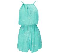 GURU SHOP Kurzer Luftiger Batik Overall im Boho Style, Einteiler - Türkis, Damen, Synthetisch