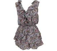 GURU SHOP Kurzer Luftiger Overall im Hippiestyle, Einteiler, Jumpsuit - Taubenblau, Damen, Synthetisch