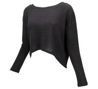 GURU SHOP Kurzer Pullover, Boho Feinstrick Shirt - Schwarz, Damen, Baumwolle, Size:L