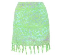 GURU SHOP Kurzer Wickelrock mit Fransen, Strandrock - Grün, Damen, Synthetisch